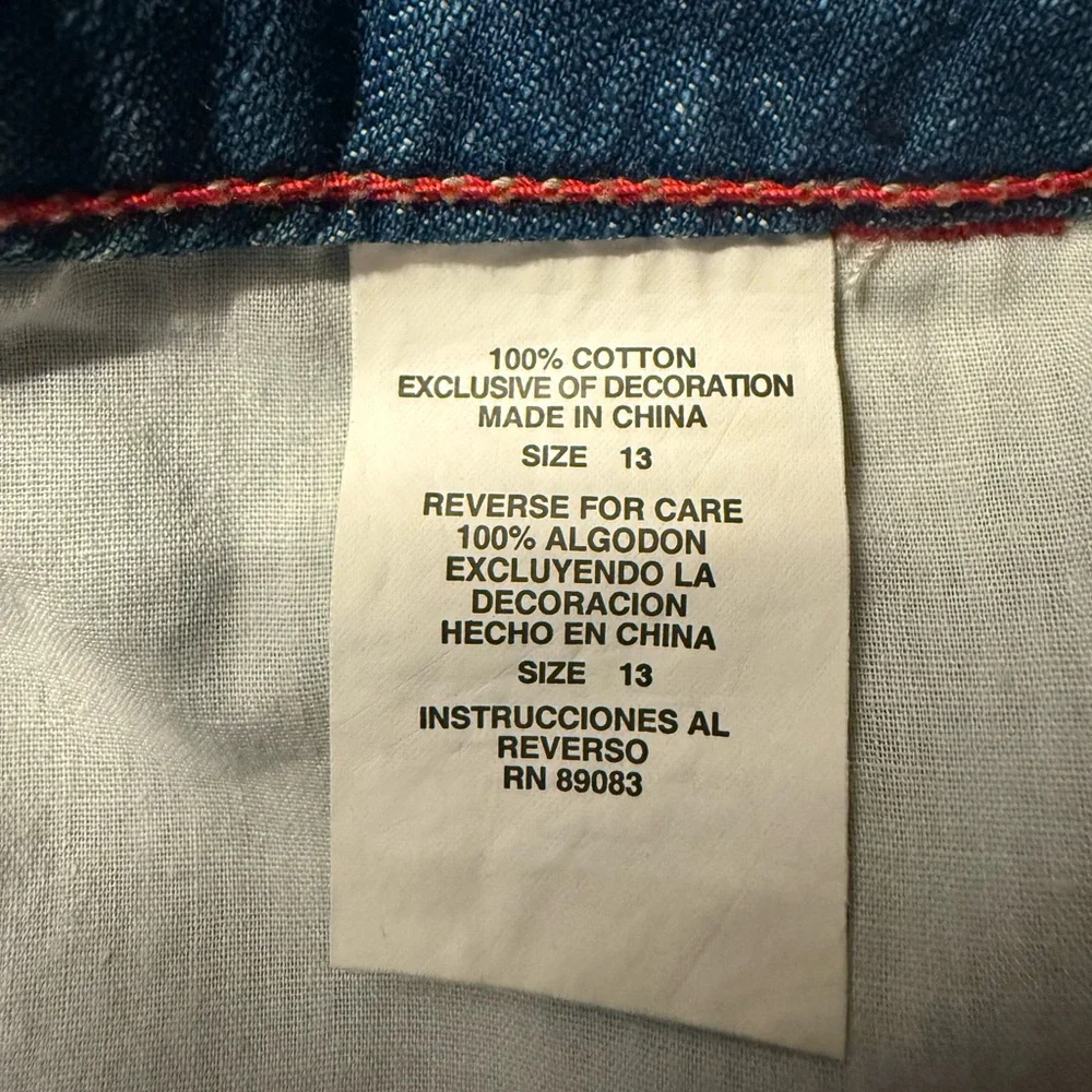 👖 l.e.i. Chelsea Low Rise Denim Mini Skirt - Size 13 - Picture 7 of 8